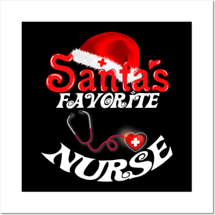 santa's favorite nurse Christmas women Xmas gifts T-Shirt Posters and Art